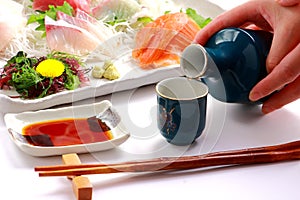 sake and sashimi photo